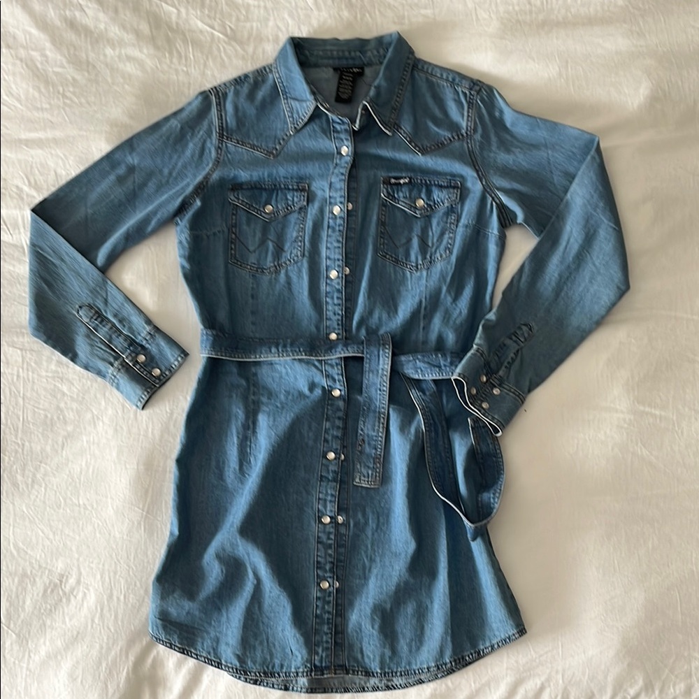 Wrangler Blue Long Sleeve Denim Dress